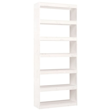vidaXL Bücherregal/Raumteiler Weiß 80x30x199,5 cm Massivholz Kiefer
