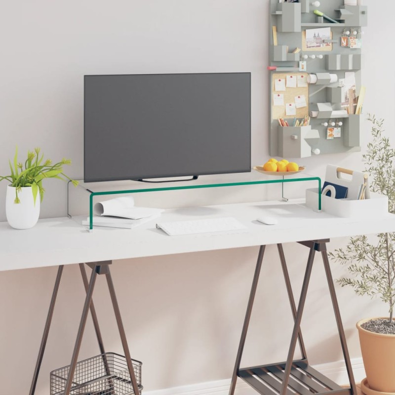 vidaXL TV-Tisch/Bildschirmerhöhung Glas Transparent 90x30x13 cm vidaXL TV-Tisch/Bildschirmerhöhung Glas Transparent 90x30x13 cm
