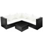 vidaXL 4-tlg. Garten-Lounge-Set mit Auflagen Poly Rattan Schwarz vidaXL 4-tlg. Garten-Lounge-Set mit Auflagen Poly Rattan Schwarz