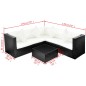 vidaXL 4-tlg. Garten-Lounge-Set mit Auflagen Poly Rattan Schwarz vidaXL 4-tlg. Garten-Lounge-Set mit Auflagen Poly Rattan Schwarz