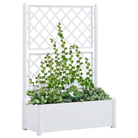 vidaXL Pflanzkübel mit Spalier 100x43x142 cm PP Weiß  