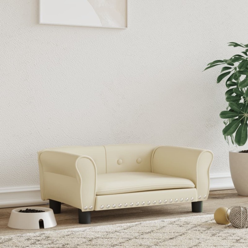 vidaXL Hundebett Creme 70x45x30 cm Kunstleder vidaXL Hundebett Creme 70x45x30 cm Kunstleder