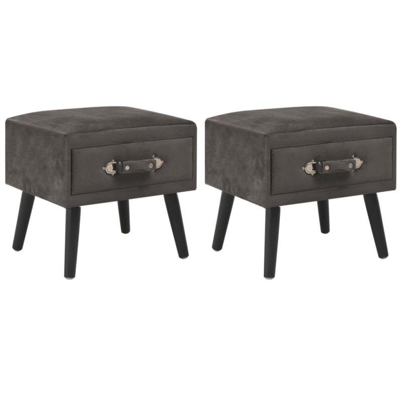 vidaXL Nachttische 2 Stk. Grau 40 x 35 x 40 cm Samt vidaXL Nachttische 2 Stk. Grau 40 x 35 x 40 cm Samt