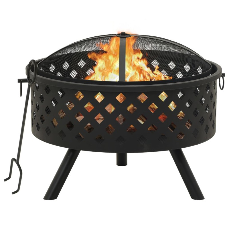 vidaXL Feuerstelle mit Schürhaken 68 cm XXL Stahl vidaXL Feuerstelle mit Schürhaken 68 cm XXL Stahl