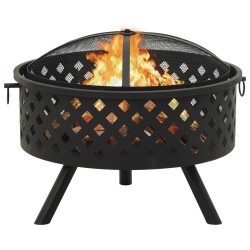 vidaXL Feuerstelle mit Schürhaken 68 cm XXL Stahl