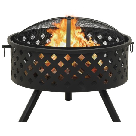 vidaXL Feuerstelle mit Schürhaken 68 cm XXL Stahl