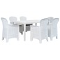 7-tlg. Garten-Essgruppe Kunststoff Weiß Rattan-Optik 7-tlg. Garten-Essgruppe Kunststoff Weiß Rattan-Optik