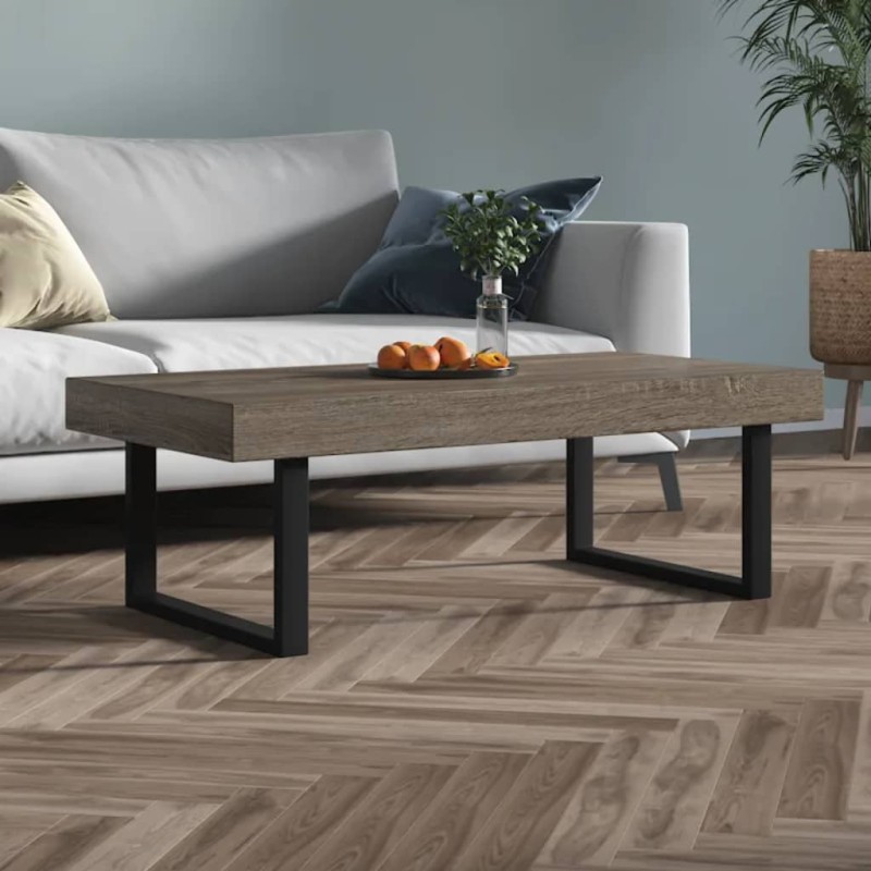 vidaXL Couchtisch Grau und Schwarz 120x60x40 cm MDF und Eisen vidaXL Couchtisch Grau und Schwarz 120x60x40 cm MDF und Eisen
