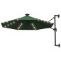 vidaXL Sonnenschirm zur Wandmontage mit LEDs 300 cm Grün vidaXL Sonnenschirm zur Wandmontage mit LEDs 300 cm Grün