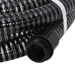 vidaXL Saugschlauch mit Messing-Anschlüssen Schwarz 1,1" 10 m PVC