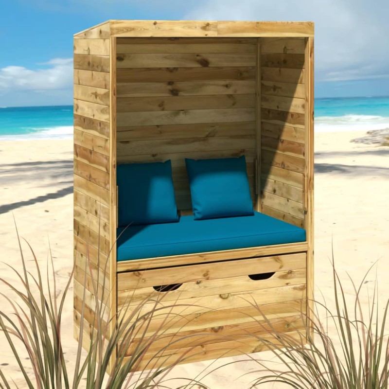 vidaXL Strandkorb mit Schublade 112x60x168 cm Massivholz Kiefer vidaXL Strandkorb mit Schublade 112x60x168 cm Massivholz Kiefer