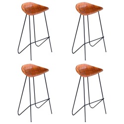 Barhocker 4 Stk. Braun Echtleder