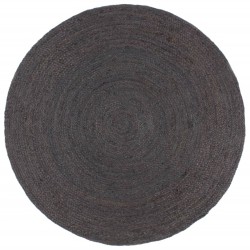 vidaXL Teppich Handgefertigt Jute Rund 210 cm Dunkelgrau