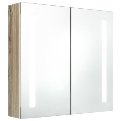 vidaXL LED-Bad-Spiegelschrank Weiß und Eichen-Optik 62x14x60 cm