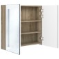 vidaXL LED-Bad-Spiegelschrank Weiß und Eichen-Optik 62x14x60 cm vidaXL LED-Bad-Spiegelschrank Weiß und Eichen-Optik 62x14x60 cm