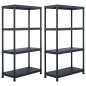 Lagerregale 2 Stk. Schwarz 60 x 30 x 138 cm Kunststoff Lagerregale 2 Stk. Schwarz 60 x 30 x 138 cm Kunststoff
