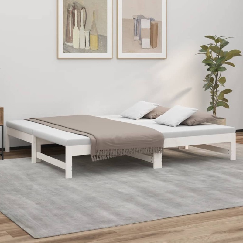 vidaXL Tagesbett Ausziehbar Weiß 2x(90x190) cm Massivholz Kiefer vidaXL Tagesbett Ausziehbar Weiß 2x(90x190) cm Massivholz Kiefer