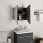 vidaXL Badezimmerschrank mit Rundem Spiegel & LED Grau 40x40x17,5 cm vidaXL Badezimmerschrank mit Rundem Spiegel & LED Grau 40x40x17,5 cm
