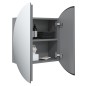 vidaXL Badezimmerschrank mit Rundem Spiegel & LED Grau 40x40x17,5 cm vidaXL Badezimmerschrank mit Rundem Spiegel & LED Grau 40x40x17,5 cm