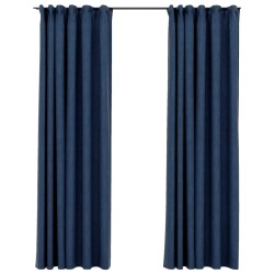 vidaXL Verdunkelungsvorhänge Haken Leinenoptik 2 Stk. Blau 140x245cm