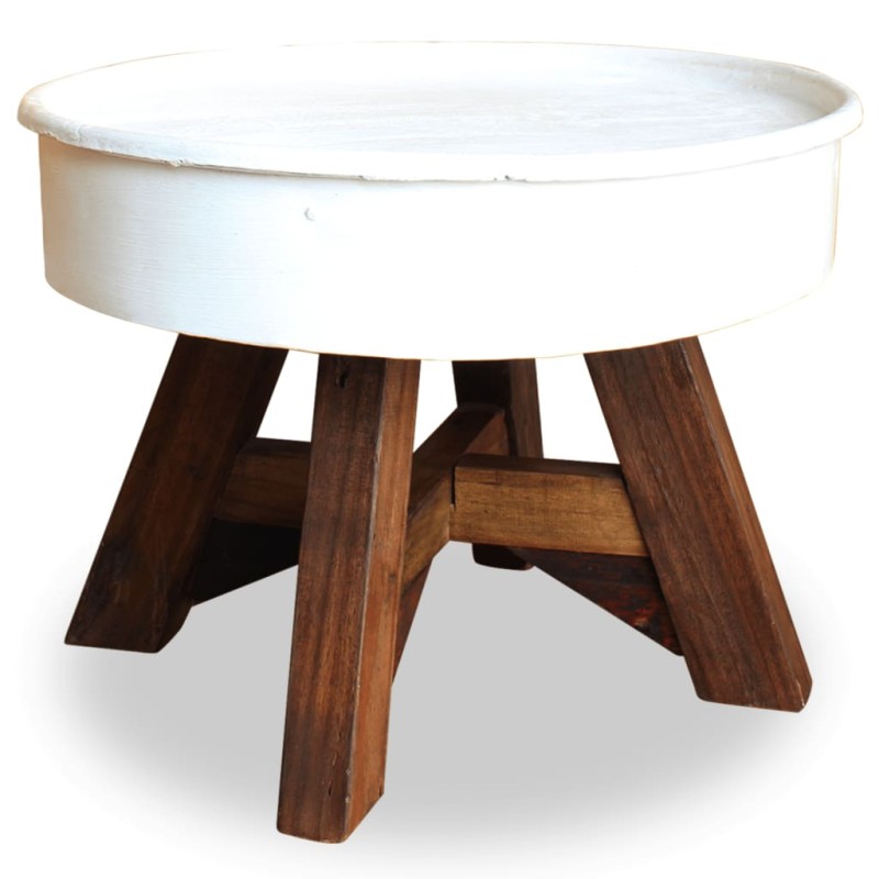 vidaXL Couchtisch Altholz Massiv 60 x 45 cm Weiß vidaXL Couchtisch Altholz Massiv 60 x 45 cm Weiß