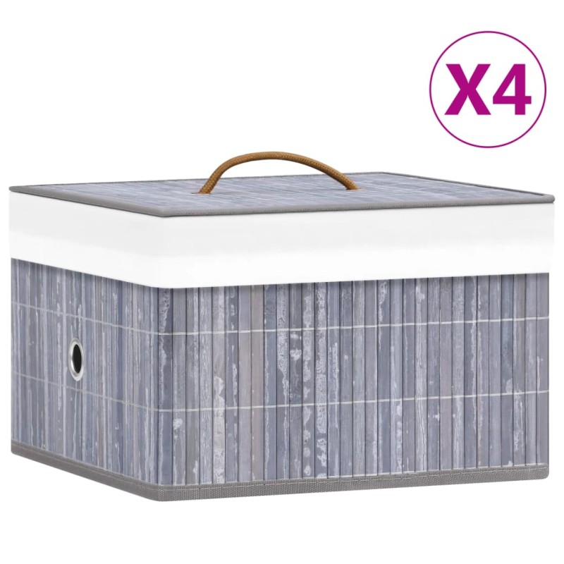 vidaXL Bambus Aufbewahrungsboxen 4 Stk. Grau vidaXL Bambus Aufbewahrungsboxen 4 Stk. Grau