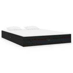 vidaXL Massivholzbett Schwarz 140x190 cm