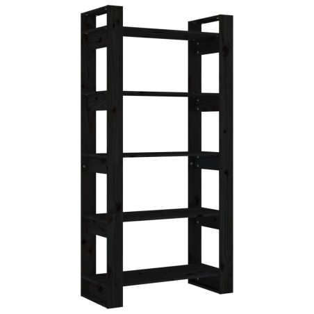 vidaXL Bücherregal/Raumteiler Schwarz 80x35x160 cm Massivholz