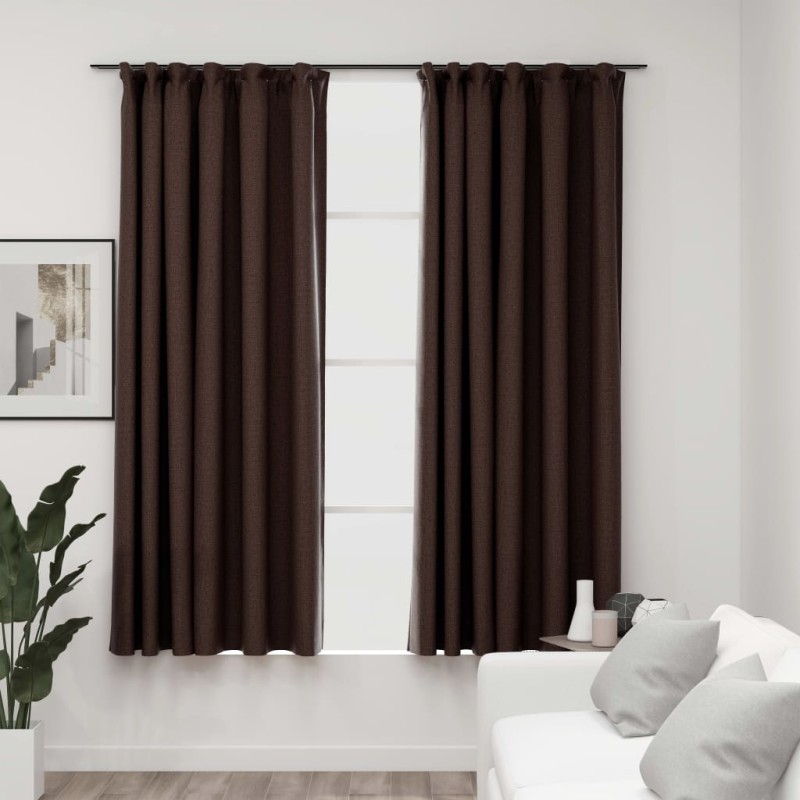 vidaXL Verdunkelungsvorhänge Haken Leinenoptik 2 Stk. Taupe 140x175 cm vidaXL Verdunkelungsvorhänge Haken Leinenoptik 2 Stk. Taupe 140x175 cm