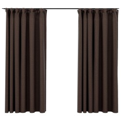 vidaXL Verdunkelungsvorhänge Haken Leinenoptik 2 Stk. Taupe 140x175 cm
