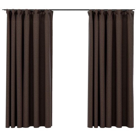 vidaXL Verdunkelungsvorhänge Haken Leinenoptik 2 Stk. Taupe 140x175 cm