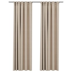 vidaXL Verdunkelungsvorhänge Haken Leinenoptik 2 Stk. Beige 140x245 cm