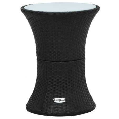 vidaXL Garten-Beistelltisch Trommelform Schwarz Poly Rattan