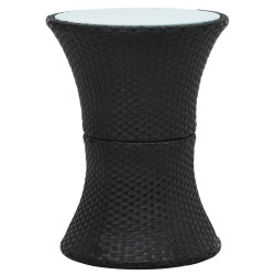 vidaXL Garten-Beistelltisch Trommelform Schwarz Poly Rattan