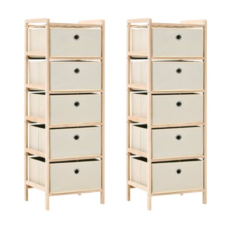 Aufbewahrungsregale mit 5 Stoffkörben 2 Stk. Beige Zedernholz