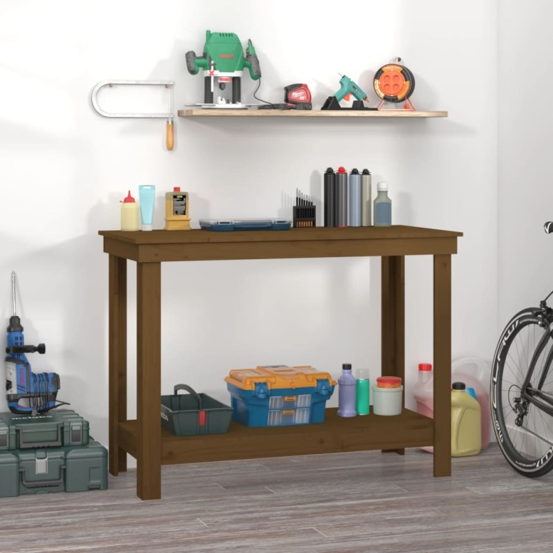 vidaXL Werkbank Honigbraun 110x50x80 cm Massivholz Kiefer vidaXL Werkbank Honigbraun 110x50x80 cm Massivholz Kiefer