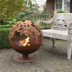 Esschert Design Feuerstelle Lasergeschnittene Blätter Rostfarben FF293