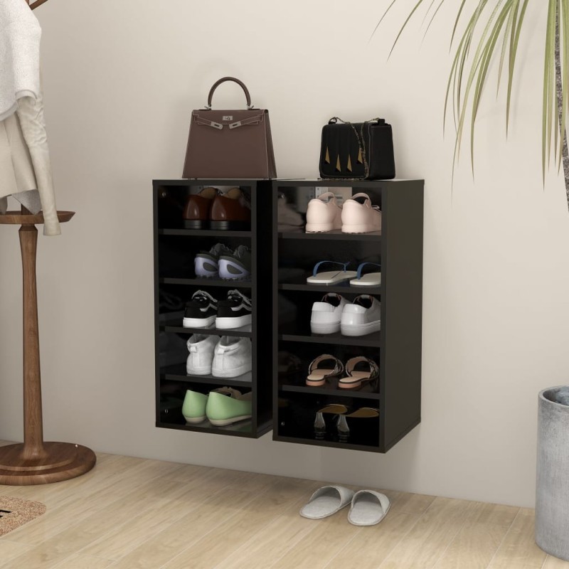 vidaXL Schuhschränke 2 Stk. Schwarz 31,5x35x70 cm Holzwerkstoff vidaXL Schuhschränke 2 Stk. Schwarz 31,5x35x70 cm Holzwerkstoff