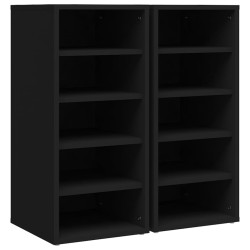 vidaXL Schuhschränke 2 Stk. Schwarz 31,5x35x70 cm Holzwerkstoff