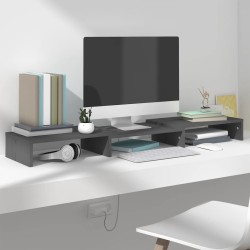 vidaXL Monitorständer Grau 80x24x10,5 cm Massivholz Kiefer