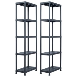 vidaXL Lagerregale 2 Stk. Schwarz 125 kg 60 x 30 x 180 cm Kunststoff