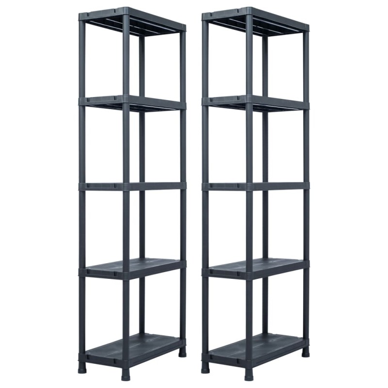 vidaXL Lagerregale 2 Stk. Schwarz 125 kg 60 x 30 x 180 cm Kunststoff vidaXL Lagerregale 2 Stk. Schwarz 125 kg 60 x 30 x 180 cm Kunststoff