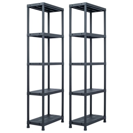 vidaXL Lagerregale 2 Stk. Schwarz 125 kg 60 x 30 x 180 cm Kunststoff