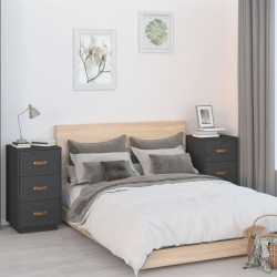 vidaXL Nachttische 2 Stk. Grau 40x40x75 cm Massivholz Kiefer