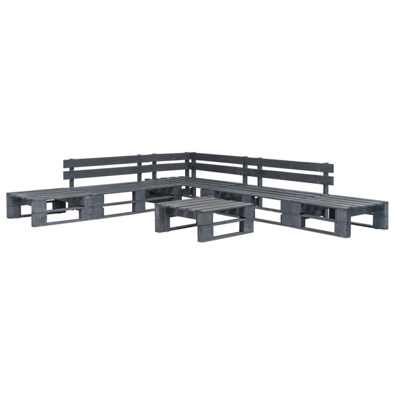 6-tlg. Garten-Sofagarnitur aus Paletten Holz Grau 6-tlg. Garten-Sofagarnitur aus Paletten Holz Grau