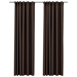 vidaXL Verdunkelungsvorhänge Haken Leinenoptik 2 Stk. Taupe 140x225 cm