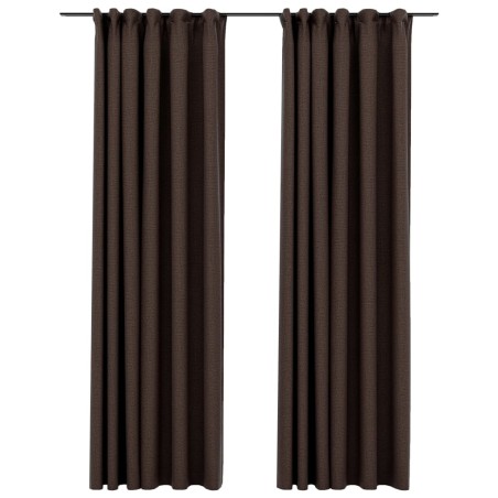 vidaXL Verdunkelungsvorhänge Haken Leinenoptik 2 Stk. Taupe 140x225 cm