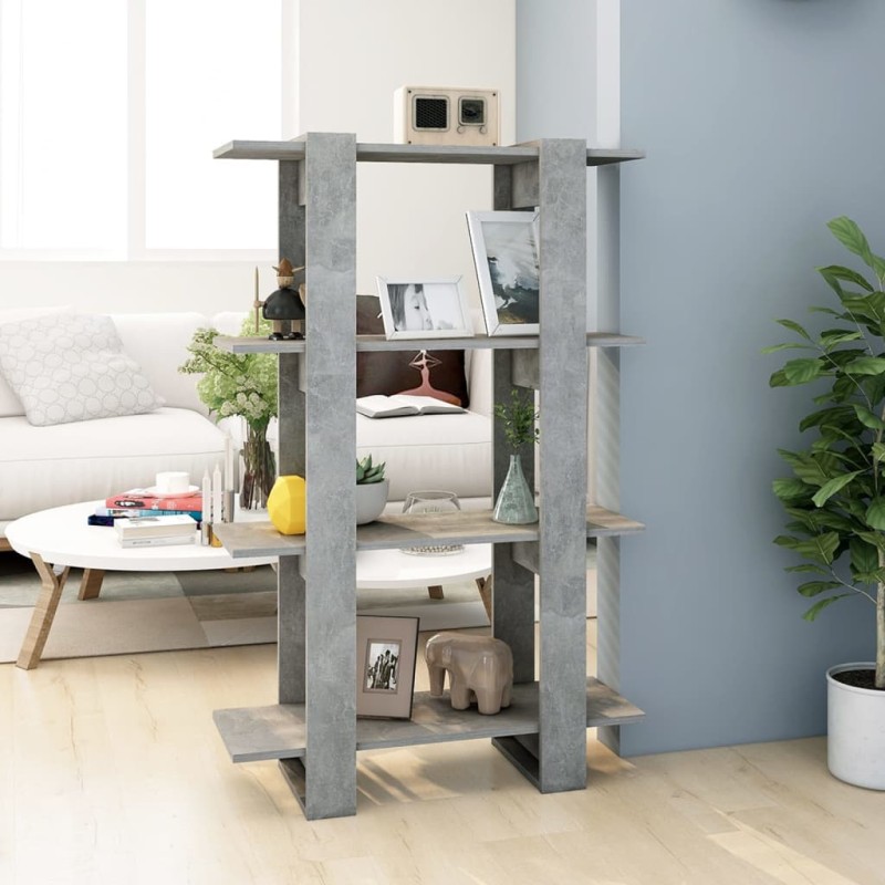 vidaXL Bücherregal/Raumteiler Betongrau 80x30x123,5 cm vidaXL Bücherregal/Raumteiler Betongrau 80x30x123,5 cm