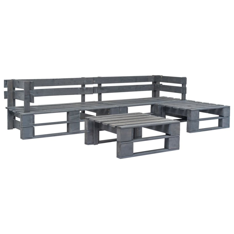 vidaXL 4-tlg. Garten-Sofagarnitur aus Paletten Holz Grau vidaXL 4-tlg. Garten-Sofagarnitur aus Paletten Holz Grau