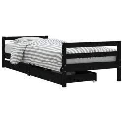 vidaXL Kinderbett mit Schubladen Schwarz 80x200 cm Massivholz Kiefer